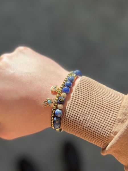 BRANSOLETKA GRANATOWE OKO