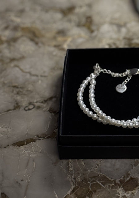 PODWÓJNA BRANSOLETKA BIANCO Z BIAŁYCH PEREŁ