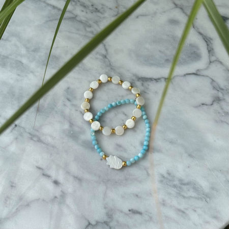 ZESTAW BRANSOLETEK WHITE & BLUE NACRE